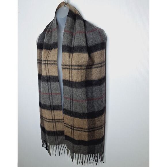Allen Solly 100% Cashmere Scarf Fringe Plaid Tartan 68" x 11.25" Unisex - Picture 4 of 7